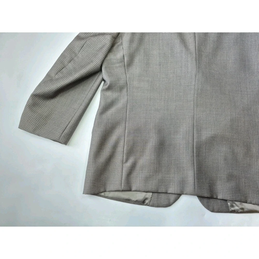 Prima Mens Wool Sports Coat 44R Blue Brown Check Made in Canada 3 Button H806